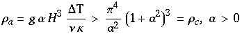 ρ_a = g α H^3ΔT/(ν κ) > π^4/a^2 (1 + a^2)^3 = ρ_c, a > 0