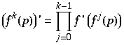 (f^k(p)) ' = Underoverscript[∏, j = 0, arg3] f ' (f^j(p))