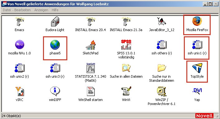 Von Novell gelieferte Anwendungen für...